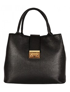 Luksuzna Talijanska torba od prave kože VERA ITALY "Dinora", boja crna, 26x33cm