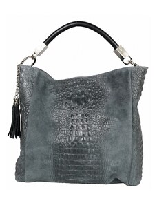 Luksuzna Talijanska torba od prave kože VERA ITALY "Clementina", boja tamno sivo, 35x45cm