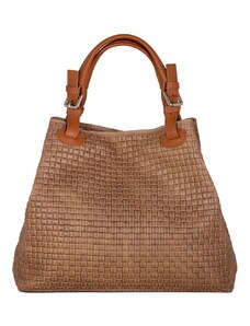 Luksuzna Talijanska torba od prave kože VERA ITALY "Frida", boja konjak, 28,5x30cm