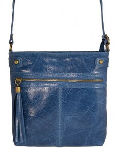Luksuzna Talijanska torba od prave kože VERA ITALY "Viana", boja boja traperica, 24.5x24cm