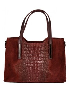 Luksuzna Talijanska torba od prave kože VERA ITALY "Catrina", boja tamnocrvena, 22x30cm