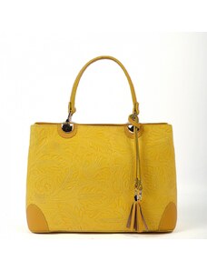 Luksuzna Talijanska torba od prave kože VERA ITALY "Elizabetta", boja žuta, 24x33cm