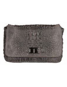 Luksuzna Talijanska torba od prave kože VERA ITALY "Severina", boja tamno sivo, 14x21cm