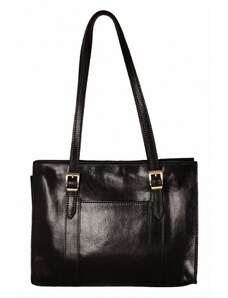Luksuzna Talijanska torba od prave kože VERA ITALY "Dayanitta", boja crna, 27x36cm