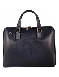 Luksuzna Talijanska torba od prave kože VERA ITALY "Beatriz", boja tamnoplava, 31x37cm
