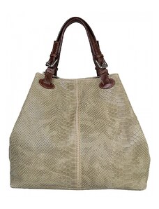 Luksuzna Talijanska torba od prave kože VERA ITALY "Fresia", boja taupe, 29x35cm