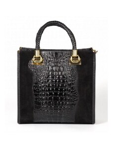Luksuzna Talijanska torba od prave kože VERA ITALY "Rita", boja crna, 30x32cm