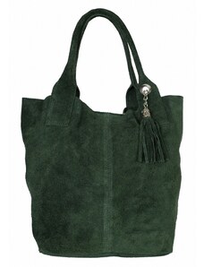 Luksuzna Talijanska torba od prave kože VERA ITALY "Liliana", boja tamno zeleno, 35x38cm
