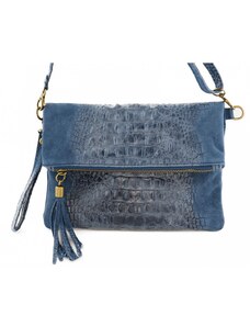 Luksuzna Talijanska torba od prave kože VERA ITALY "Celeste", boja plava, 17x23cm