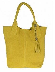 Luksuzna Talijanska torba od prave kože VERA ITALY "Milena", boja žuta, 35x38cm