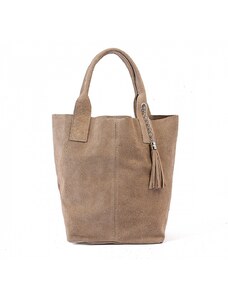 Luksuzna Talijanska torba od prave kože VERA ITALY "Dolores", boja taupe, 35x38cm