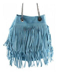 Luksuzna Talijanska torba od prave kože VERA ITALY "Sandra", boja svijetlo plava, 22x20cm