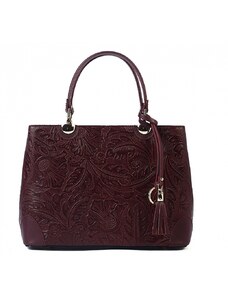 Luksuzna Talijanska torba od prave kože VERA ITALY "Lavanda", boja tamnocrvena, 24x33cm