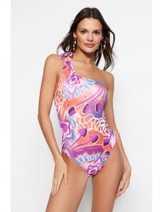 Trendyol cvjetni uzorak kupaći kostimi na jedno rame s niskim rezom redovite noge
