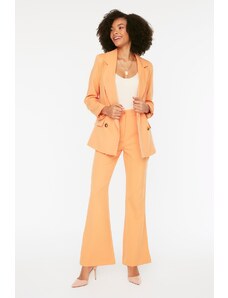Trendyol narančaste hlače s bakljama visokog struka tkane hlače