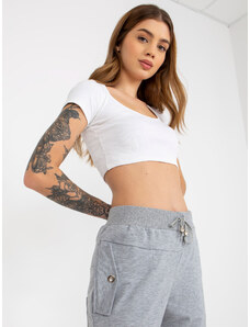 Fashionhunters Grey women's sweatpants with pockets