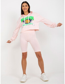 Fashionhunters Light pink casual set with sweatshirt and cycling shoes