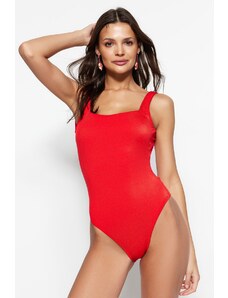 Trendyol crveni kvadratni ovratnik redoviti kupaći kostim za noge