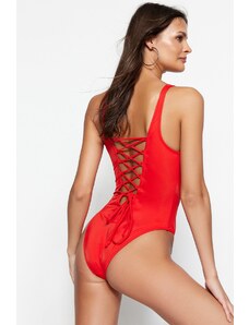 Trendyol crveni halterneck kupaći kostimi s nisko rezanim leđima redovite noge.