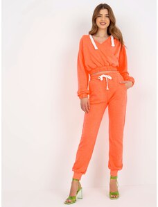 Fashionhunters Women's Tracksuit with Short Sweatshirt - Orange