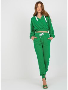 Fashionhunters Green tracksuit basic set with clutch sweatshirt