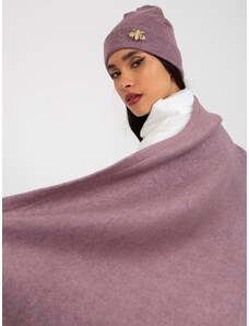 Fashionhunters Dark purple winter set with hat and scarf