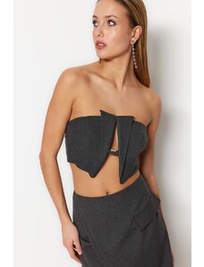 Trendyol Anthracite Crop Lined Woven Accessory Bustier