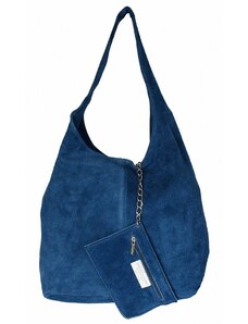 Luksuzna Talijanska torba od prave kože VERA ITALY "Nilda", boja boja traperica, 32x30cm
