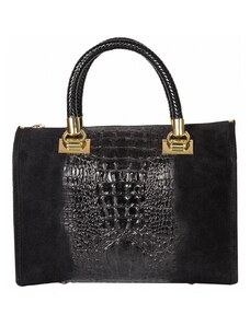 Luksuzna Talijanska torba od prave kože VERA ITALY "Sofia", boja crna, 23x30cm