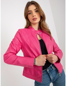 Fashionhunters Tamno ružičasta ženska motociklistička jakna izrađena od umjetne kože s podstavom