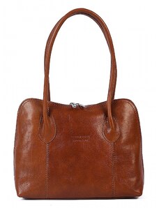Luksuzna Talijanska torba od prave kože VERA ITALY "Takka", boja konjak, 24x33cm