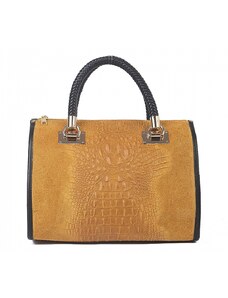 Luksuzna Talijanska torba od prave kože VERA ITALY "Zentiana", boja senf, 23x30cm