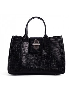 Luksuzna Talijanska torba od prave kože VERA ITALY "Negrona", boja crna, 23x33cm
