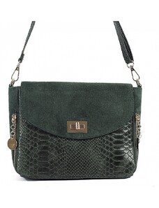 Luksuzna Talijanska torba od prave kože VERA ITALY "Eka", boja tamno zeleno, 20x25cm
