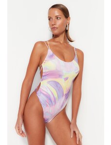 Trendyol apstraktni okrugli vratni kupaći kostimi s niskim rezom redovite noge