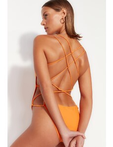 Trendyol okrugli vrat narančasti kupaći kostimi visokih nogavica s niskim rezom leđa