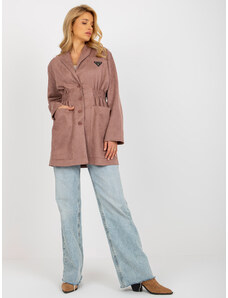 Fashionhunters Dusty pink jacket coat with elastic waistband