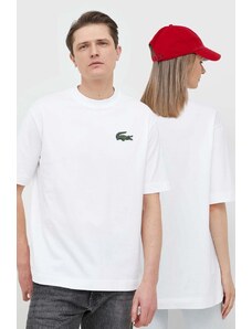 Pamučna majica Lacoste boja: bijela, glatki model