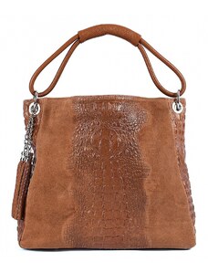 Luksuzna Talijanska torba od prave kože VERA ITALY "Dondale", boja konjak, 33x41cm