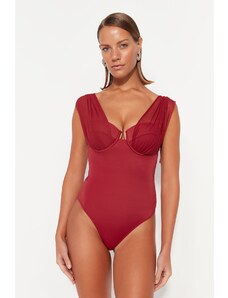 Trendyol Claret crvena mreža donjeg rublja detaljan redoviti kupaći kostim za noge