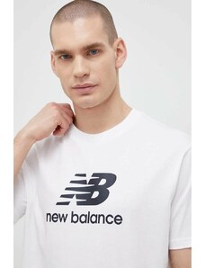 Pamučna majica New Balance boja: bijela, s uzorkom, MT31541WT-1WT