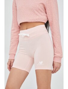 Kratke hlače New Balance za žene, boja: ružičasta, glatki materijal, visoki struk, WS21550PIE-PIE