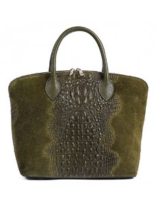 Luksuzna Talijanska torba od prave kože VERA ITALY "Rux", boja zelena, 28x40cm