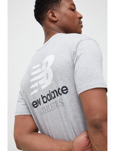 Pamučna majica New Balance boja: siva, s tiskom, MT31504AG-4AG