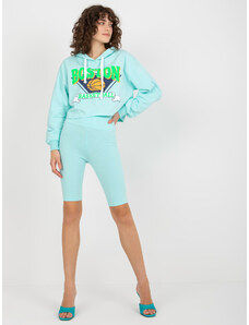 Fashionhunters Mint casual set with sweatshirt and cycling shoes