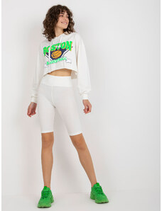 Fashionhunters Casual Ecru set with short sweatshirt and cycling shoes