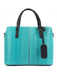 Luksuzna Talijanska torba od prave kože VERA ITALY "Tida", boja tirkiz, 31x25cm