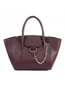 Luksuzna Talijanska torba od prave kože VERA ITALY "Kalda", boja tamnocrvena, 24x25cm