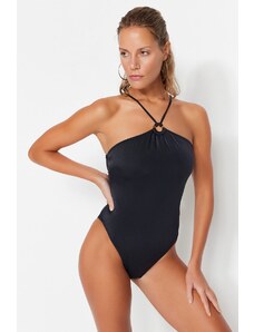 Trendyol crni Halterneck accessorized redoviti kupaći kostim za noge