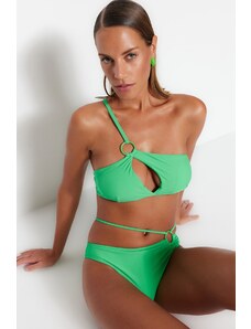 Trendyol zeleni gornji dio bikinija na jedno rame s izrezanim prozorom / prozorom